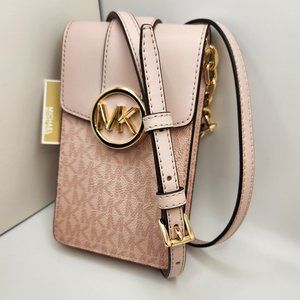 Michael Kors Carmen Phone Crossbody Bag - Dark Powder Blush Pink- NWT